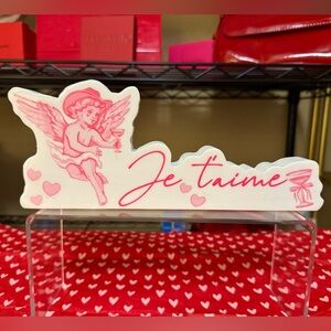 Quill to Paper “Je t'aime” Wooden Angel Decor Sign NWT